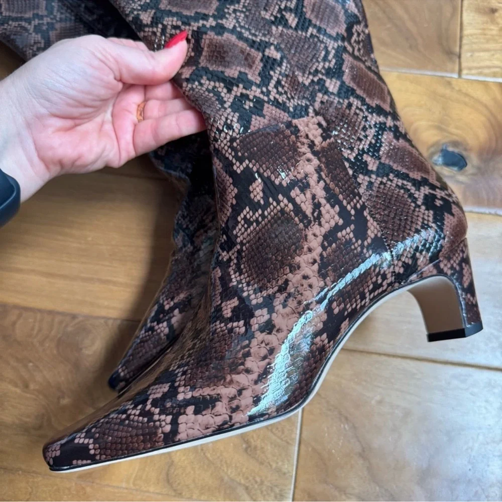 NWT Antonio Melani Mades Snake Patent Leather Tall Dress Boots Sz 6,5